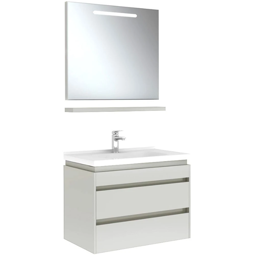 Kale Idea 2.0 80 Cm Parlak Beyaz Çift Çekmeceli Banyo Dolabı Takımı 610100200526