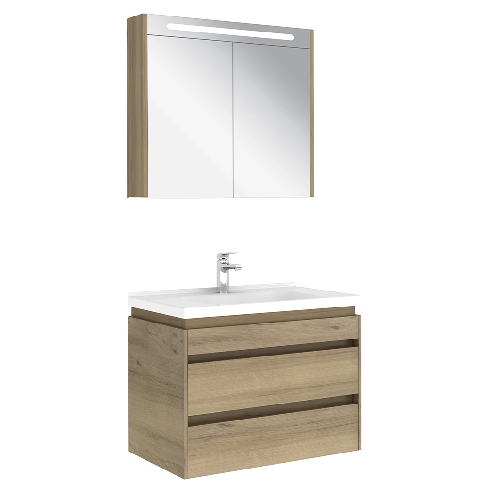 Kale Idea 2.0 80 Cm Pasifik A Çift Çekmeceli Banyo Dolabı Takımı 610100200516