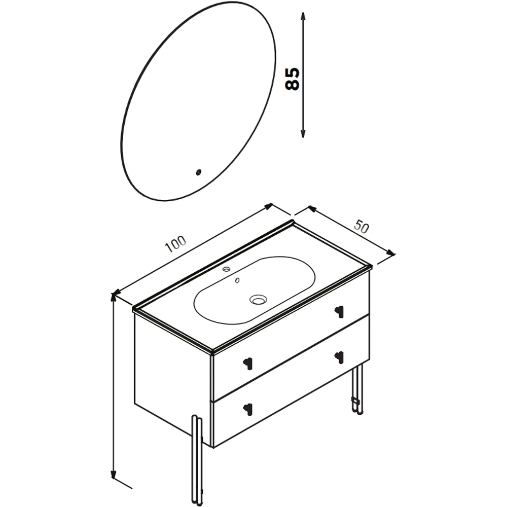 Orka Milazzo 100 Cm Calisto Banyo Dolabı Takımı (Altın Kulp) - 5006933 3