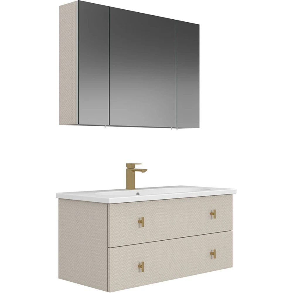 Orka Milazzo 100 Cm Calisto Banyo Dolabı Takımı (Altın Kulp) - 5008261