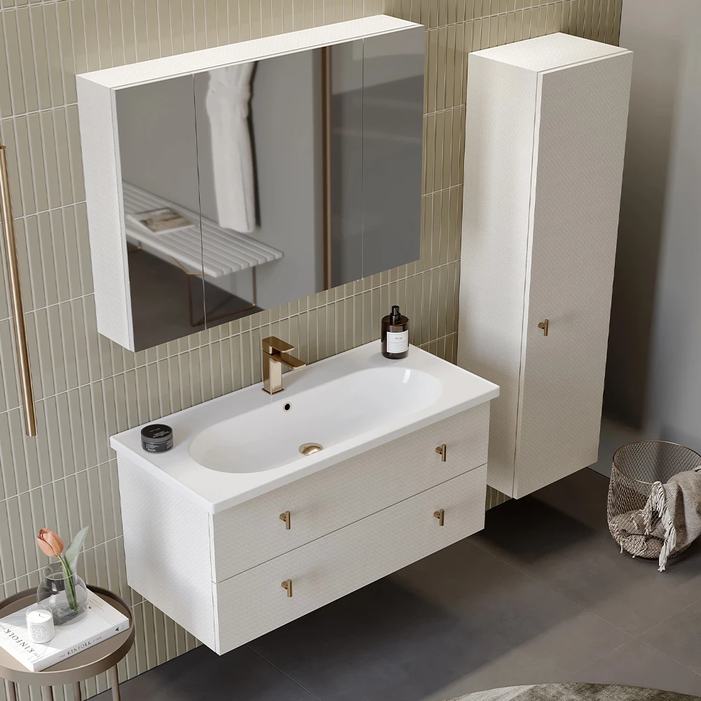 Orka Milazzo 100 Cm Calisto Banyo Dolabı Takımı (Altın Kulp) - 5008261 2