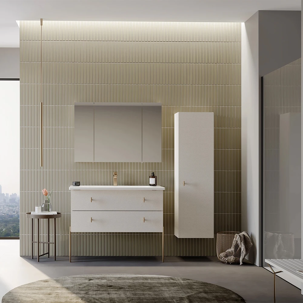 Orka Milazzo 100 Cm Calisto Banyo Dolabı Takımı (Altın Kulp) - 5008265 2