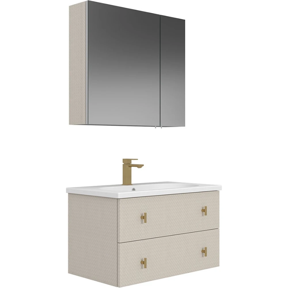 Orka Milazzo 80 Cm Calisto Banyo Dolabı Takımı (Altın Kulp) - 5008259