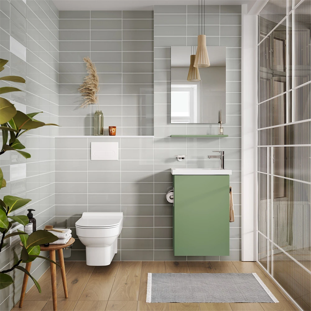 Kale Minimalist 50 Cm Yeşil Banyo Dolabı Takımı 3