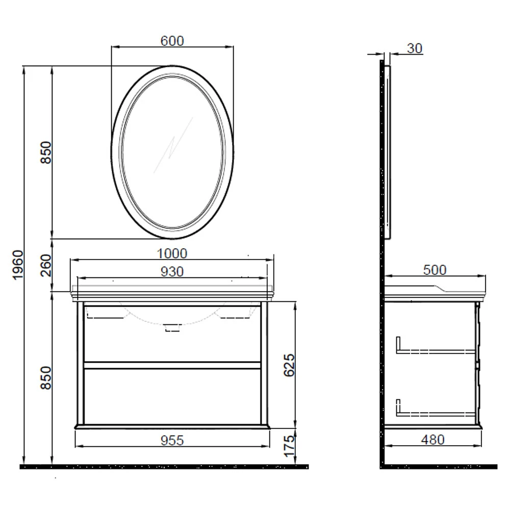 Kale Miro 100 Cm Mat Beyaz Banyo Dolabı Takımı 2