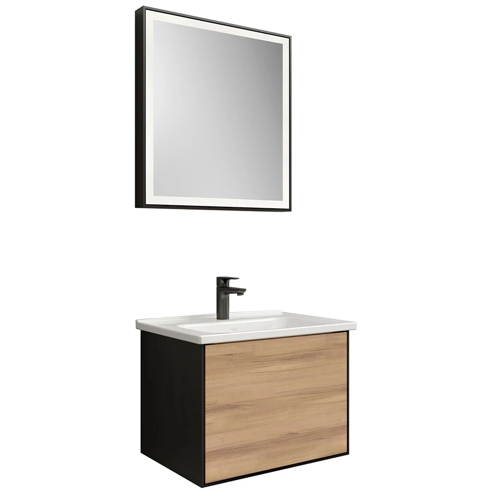 Kale Mood 65 Cm Mat Siyah-Pasifik A Banyo Dolabı Takımı