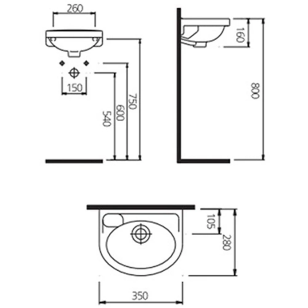Kale Optimum 35x28 Cm Armatür Deliksiz Lavabo 2