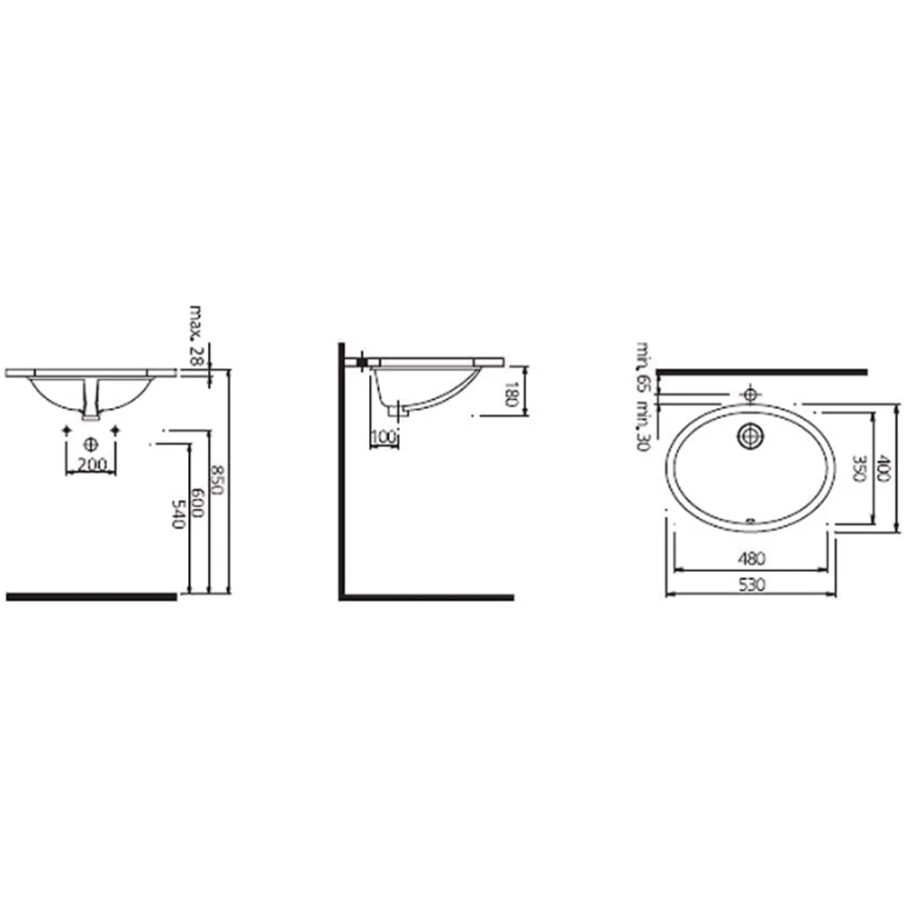 Kale Optimum 53x40 Cm Tezgah Altı Lavabo 2