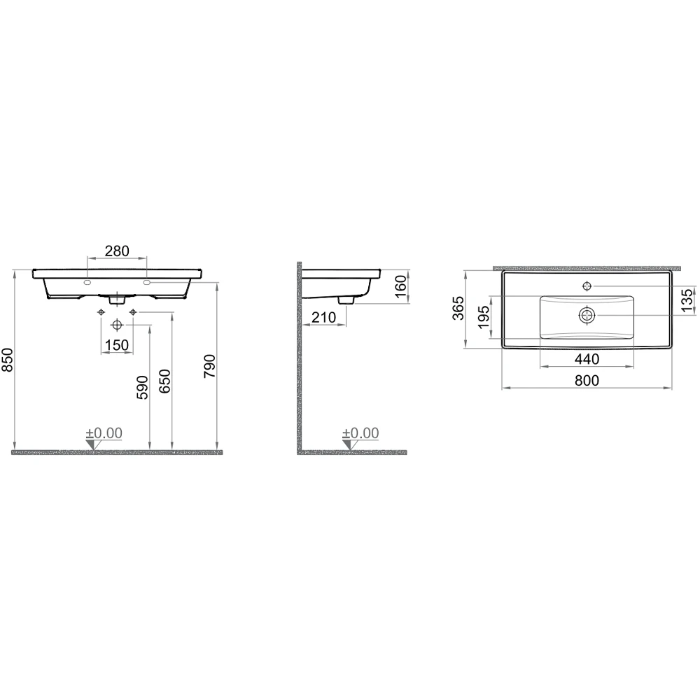 Kale Optimum 80x37 Cm Etajerli Lavabo 3
