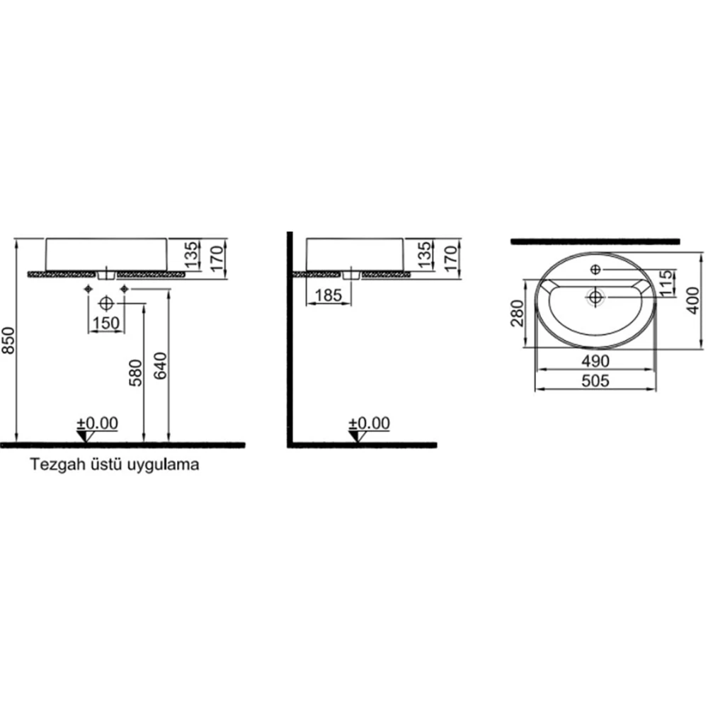 Kale Smartedge 40x50 Cm Mat Beyaz Oval Lavabo 2