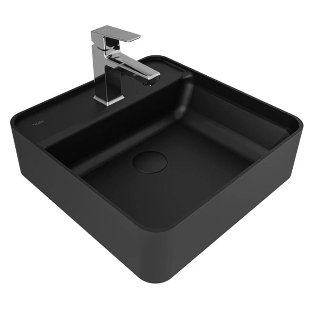 Kale Smartedge 45x45 Cm Mat Siyah Kare Lavabo