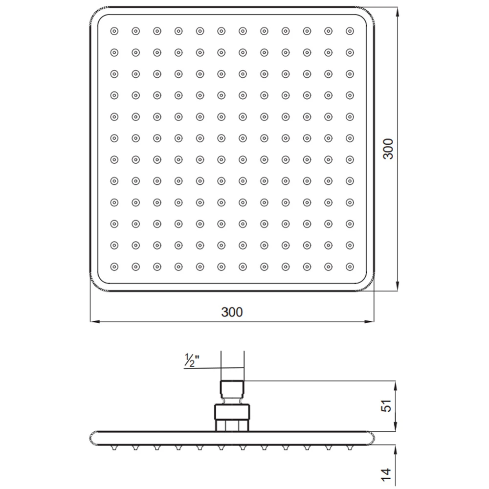 Kale Soft 30 Cm Mat Siyah Kare Duş Başlığı 2