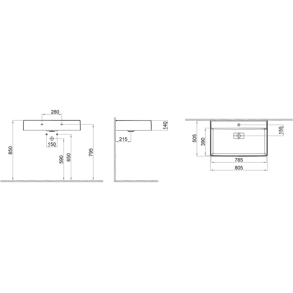 Kale Solid 80x50 Cm Lavabo 2