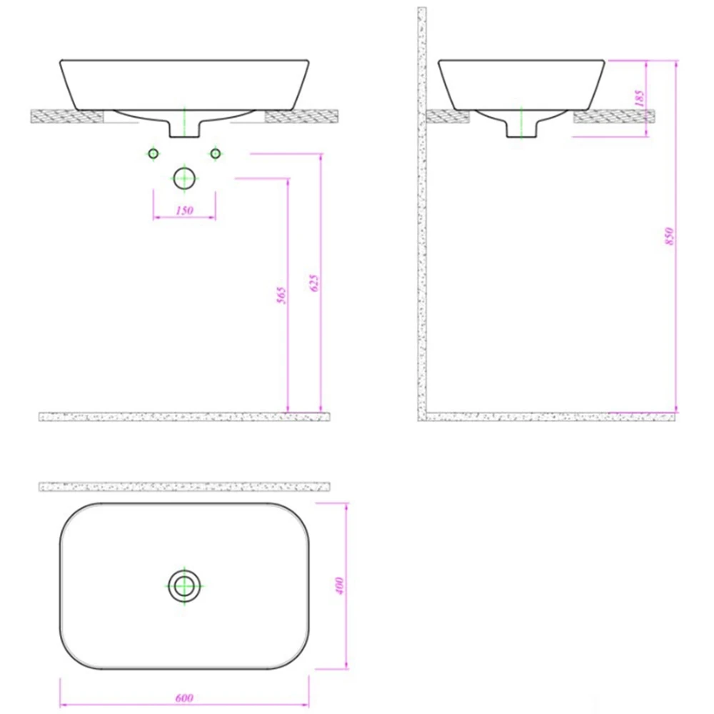 Kale Stil Pro 2.0 60x40 Cm Çanak Lavabo 2