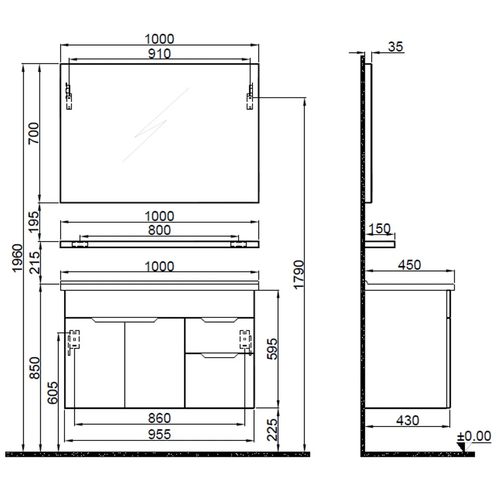 Kale Stora 100 Cm Parlak Beyaz Banyo Dolabı Takımı 610100200910 3