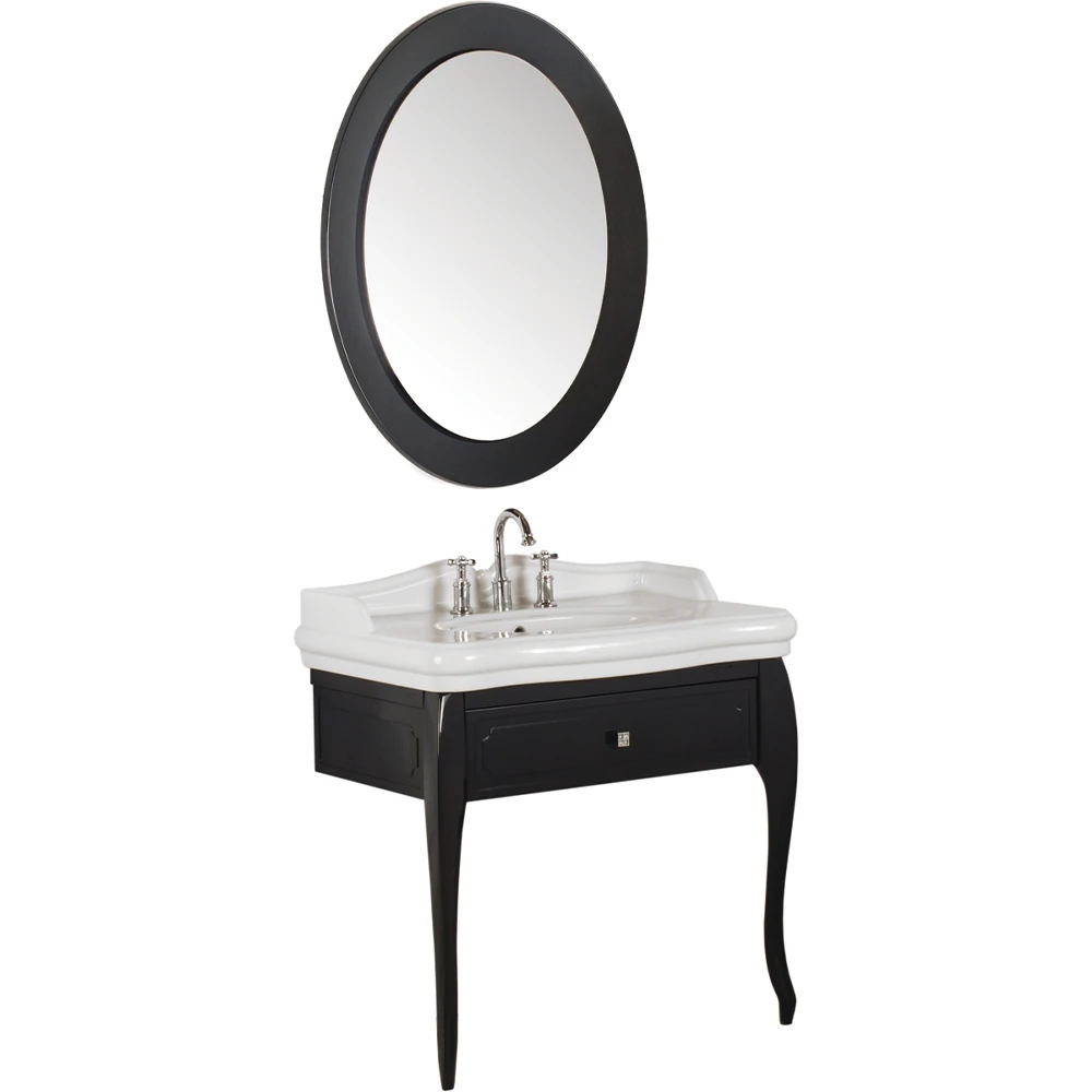 Kale Victorian 90 Cm Antrasit Banyo Dolabı Takımı (3 Delikli Lavabo)