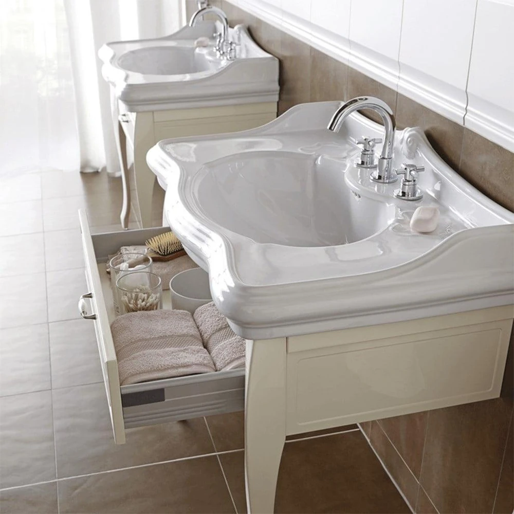 Kale Victorian 90x56 Cm 3 Armatür Delikli Etajerli Lavabo 2