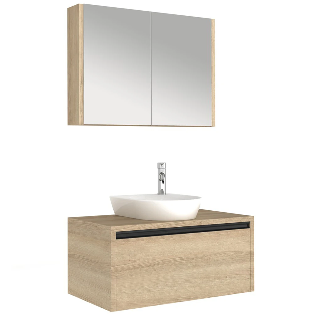 Kale Vista 100 Cm Koyu Meşe Banyo Dolabı Takımı