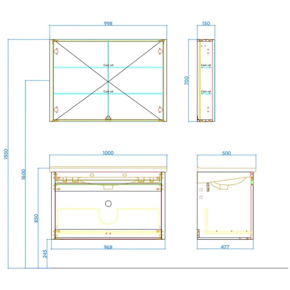 Kale Vista 100 Cm Mat Beyaz Lavabo Dolabı Takımı 3