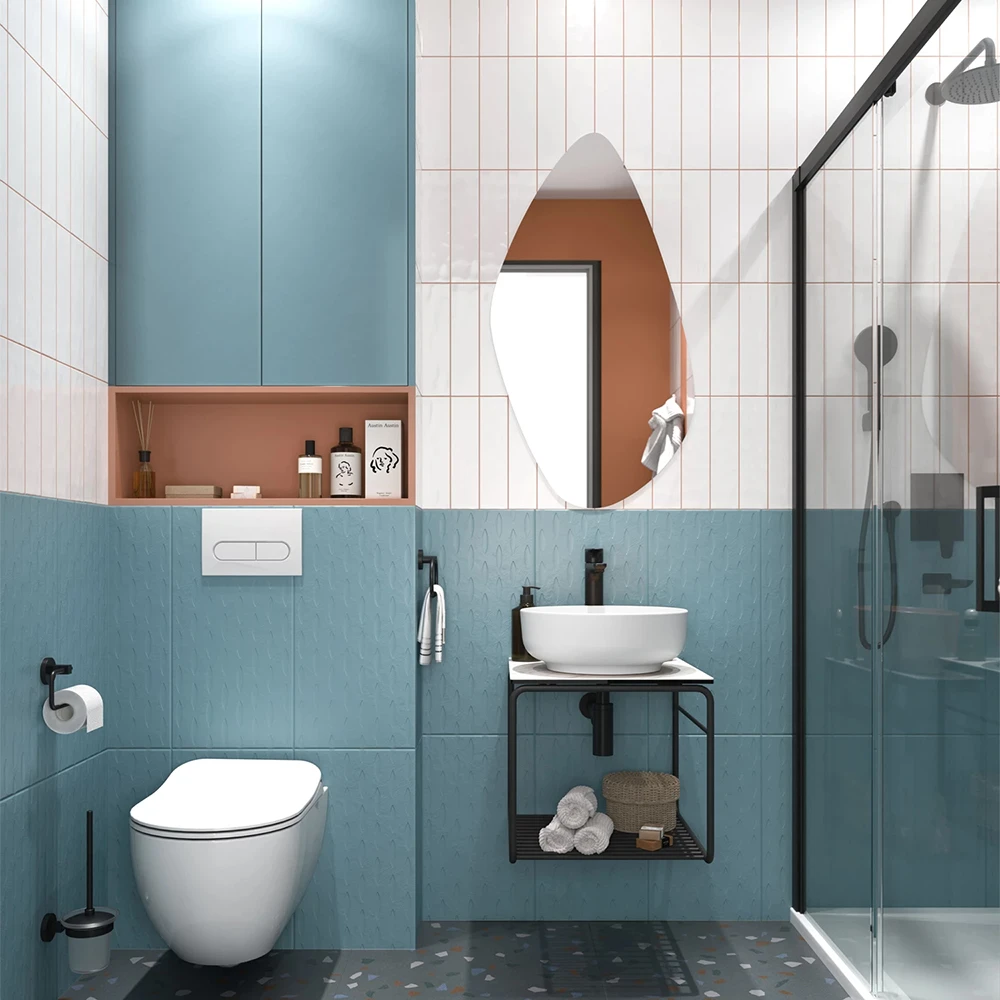 Kale Volo 45 Cm Yuvarlak Beyaz Lavabolu Metal Banyo Mobilya Seti 2