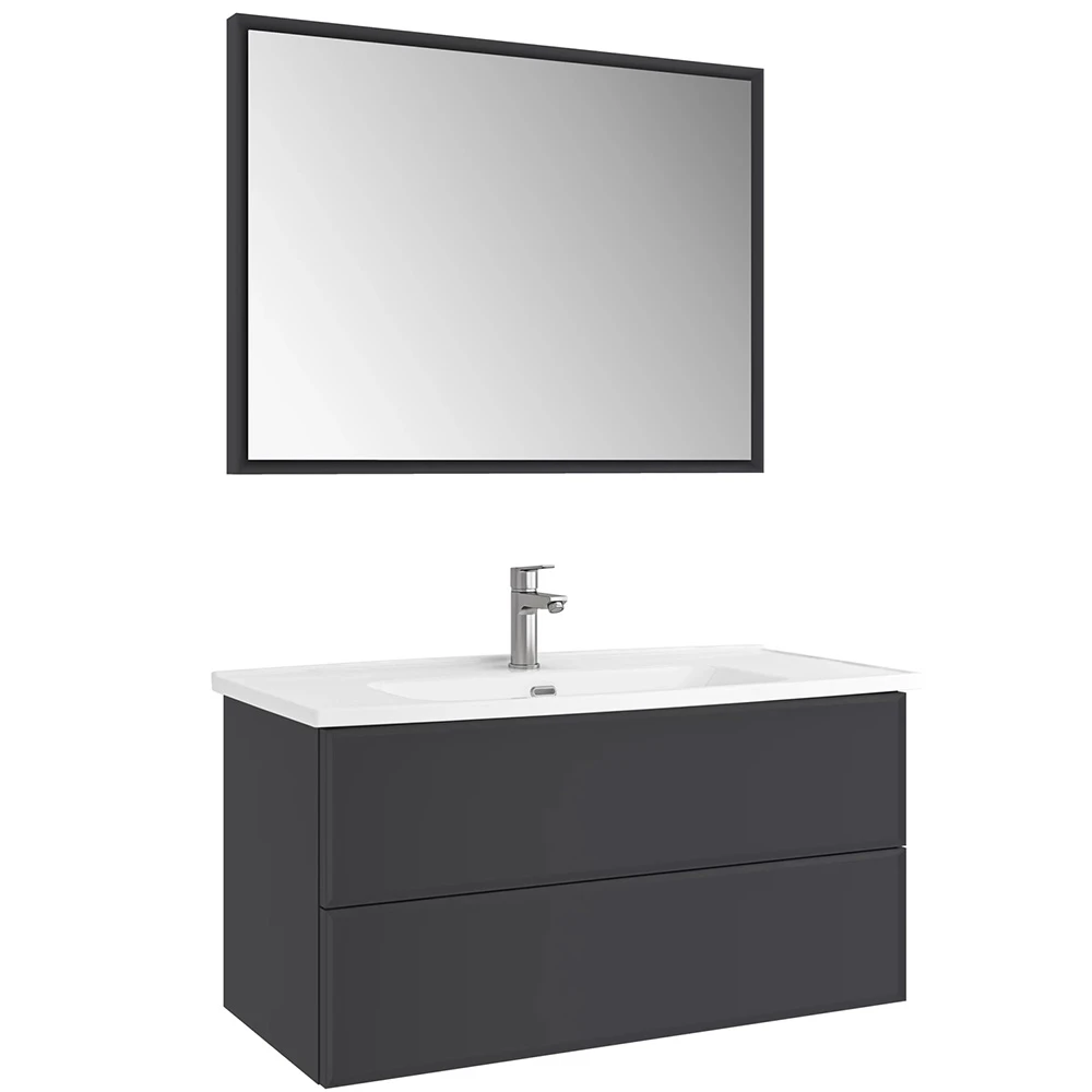 Kale Zeta 100 Cm Mat Antrasit Banyo Dolabı Takımı