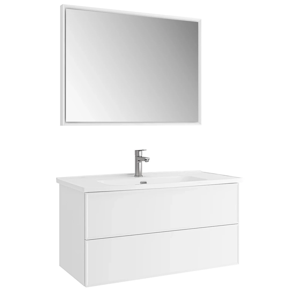 Kale Zeta 100 Cm Mat Beyaz Banyo Dolabı Takımı