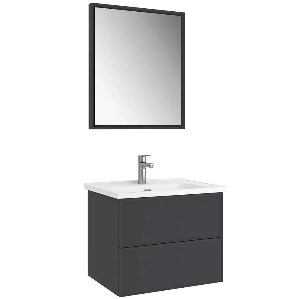 Kale Zeta 65 Cm Mat Antrasit Banyo Dolabı Takımı