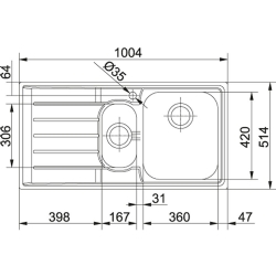 Franke Neptun Slimtop Nex 251 1.5 Gözlü Sol Damlalıklı Çelik Evye Hemen Al