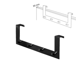 Gedy 40x2 Cm Mat Siyah Kapı Üstü Dörtlü Askı