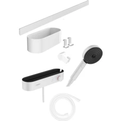 Hansgrohe WallStoris Bundle el duşu 105 3jet EcoSmart Aktivasyon, termostat, 70 cm duş barı ve saklama seti Krom Hemen Al