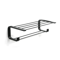Gedy Outline Mat Siyah Raflı Askılıklı Havluluk