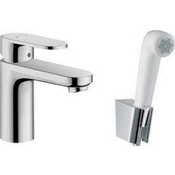 Hansgrohe Vernis Tek kollu lavabo bataryası 100 bidette el duşu ve 160 cm duş hortumu ile Krom