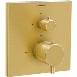 Artema AquaHeat Square Fırçalanmış Altın Ankastre Termostatik Banyo Bataryası - A4326825
