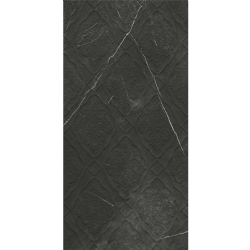 Çanakkale Seramik Rp-5436R Sandra Siyah Damask Dekor Rektifiyelit T 40x80 R