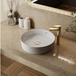 Creavit Loop 40 Cm Yuvarlak Selçuklu Rölyefli Yuvarlak Çanak Lavabo Hemen Al