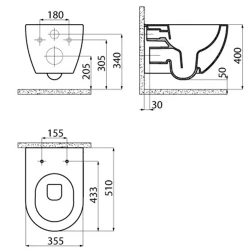 Creavit Rim-Off Termal Musluk Entegreli Asma Klozet - FE322-34CB00E-0002 Hemen Al