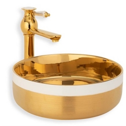 Lena E-4000A Gold Beyaz Tezgah Üstü Lavabo