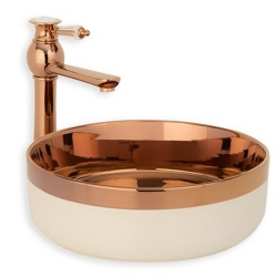 Lena E-4000R Bronz Beyaz Tezgah Üstü Lavabo