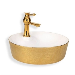 Lena E-5001A Beyaz Gold Tezgah Üstü Lavabo