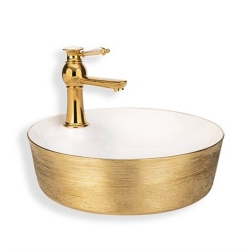 Lena E-5002A Gold Beyaz Tezgah Üstü Lavabo