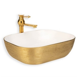 Lena E-5003A Gold Beyaz Tezgah Üstü Lavabo