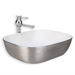 Lena E-5003G Gümüş Beyaz Tezgah Üstü Lavabo