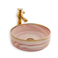 Lena E-7025 Pembe Tezgah Üstü Lavabo