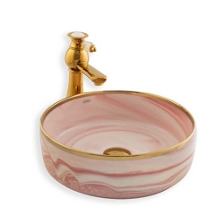 Lena E-7025 Pembe Tezgah Üstü Lavabo