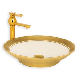 Lena E-8134 Gold Beyaz Tezgah Üstü Lavabo