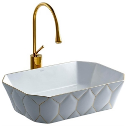 Lena E-8141 Gold Beyaz Tezgah Üstü Lavabo