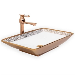 Lena E-8321 Bronz Beyaz Tezgah Üstü Lavabo