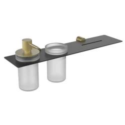 Fontana FY-90210 Mat Siyah-Mat Altın Sıvı Sabunluk-Diş Fırçalık Aksesuar Seti Hemen Al