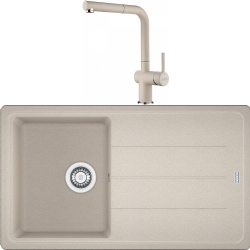 Franke Basis Bfg 611-86 Granit Eviye + Active Plus Doccia 2.0 Armatür (Sahara)