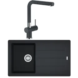 Franke Basis Bfg 611-86 Granit Eviye + Active Plus Doccia 2.0 Armatür Seti (Nero)
